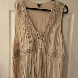 torrid Cream Lace-Trimmed Crochet V-Neck Maxi Dress